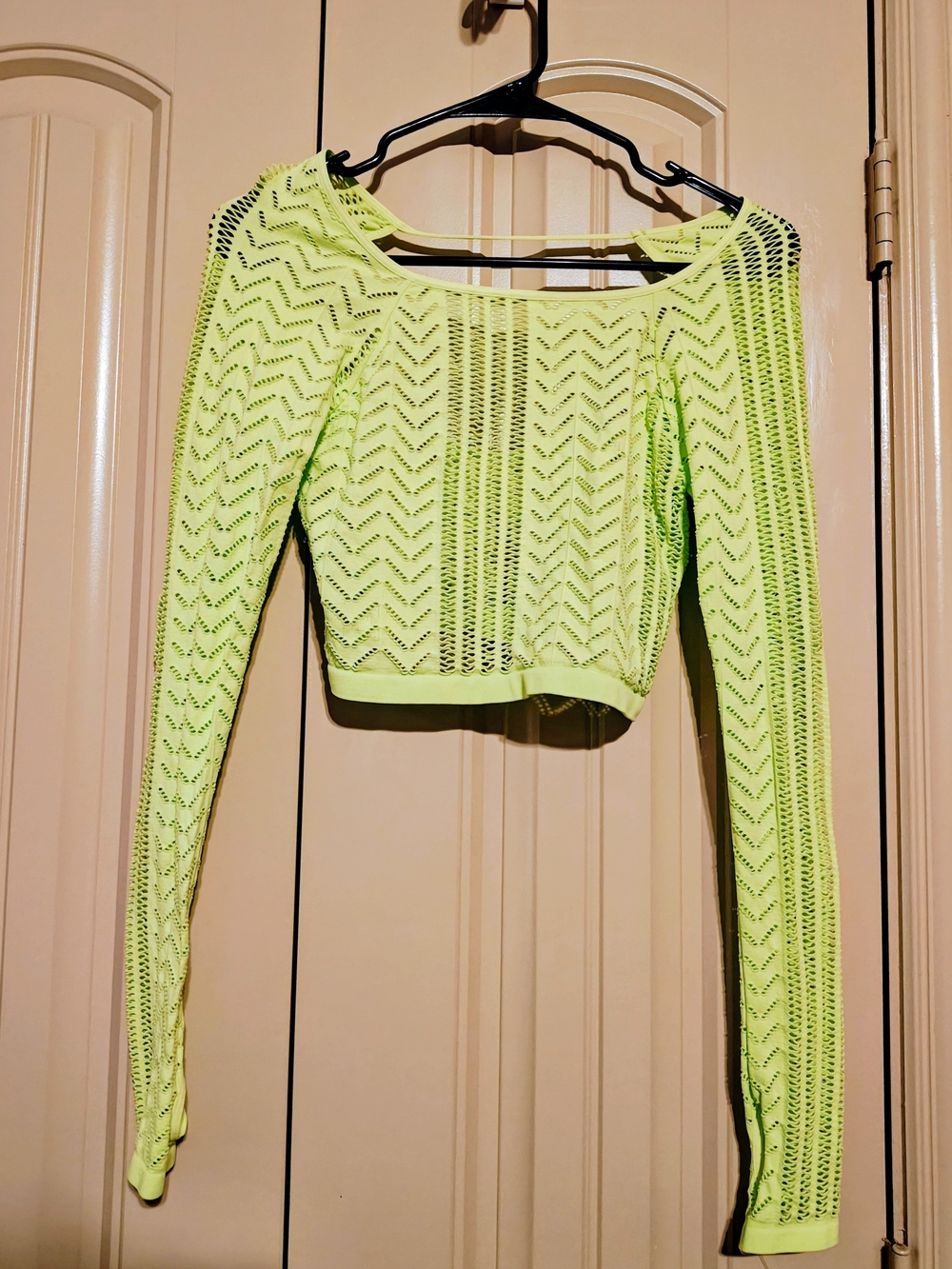 Free People Movement Neon Green Festival Top Sz M Cropped Rave Clubwear